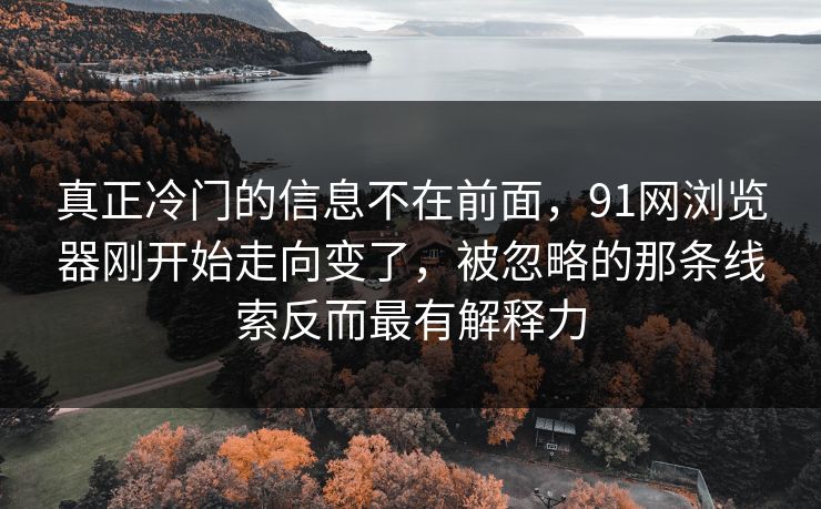 真正冷门的信息不在前面，91网浏览器刚开始走向变了，被忽略的那条线索反而最有解释力  第1张