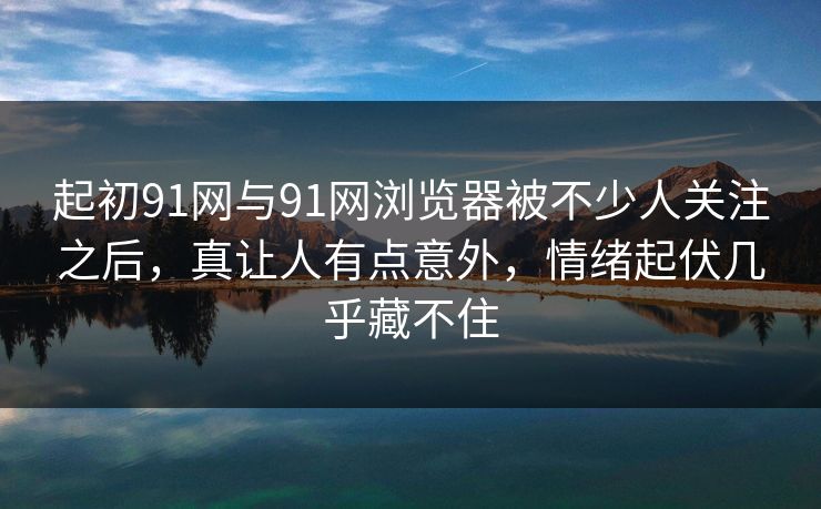 起初91网与91网浏览器被不少人关注之后，真让人有点意外，情绪起伏几乎藏不住  第1张