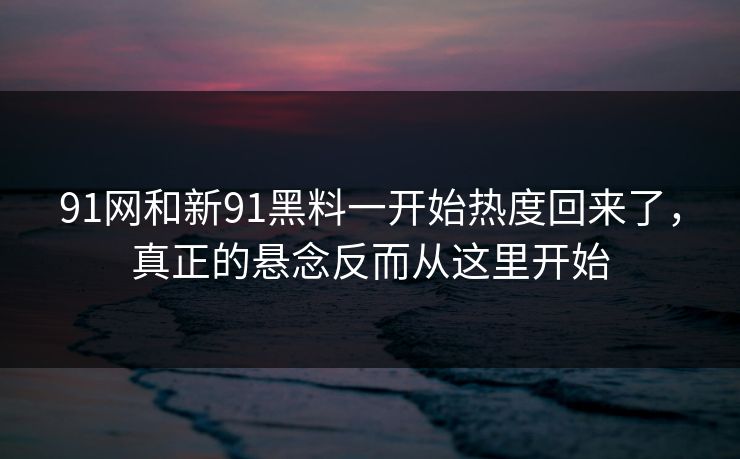 91网和新91黑料一开始热度回来了，真正的悬念反而从这里开始  第1张