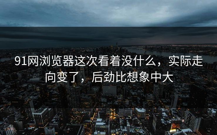 91网浏览器这次看着没什么，实际走向变了，后劲比想象中大  第1张